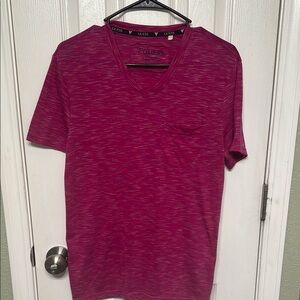 GUESS Men's Pink V-Neck Shirt